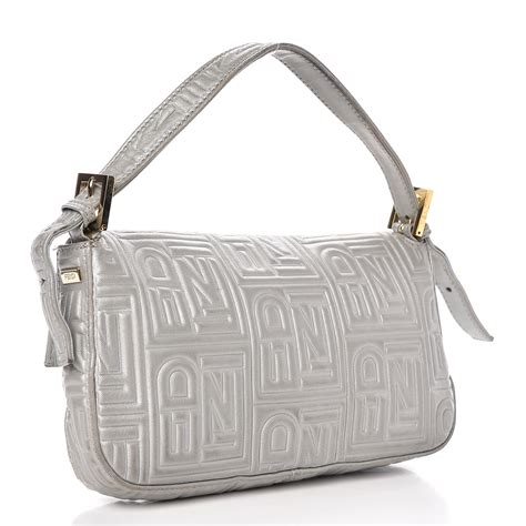 fendi nappa embossed large baguette|fendi baguette silver.